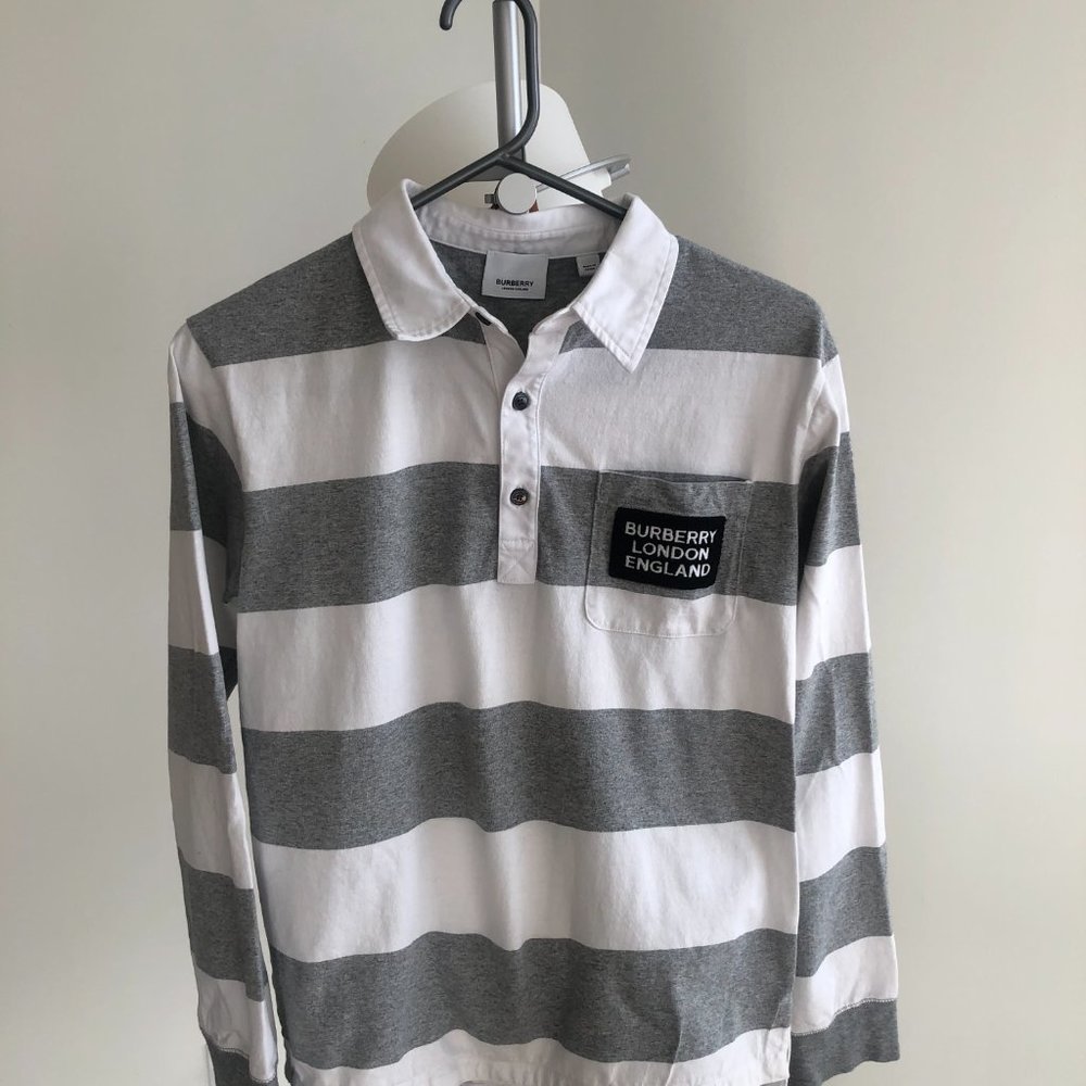 Burberry Long-sleeve Striped Cotton Polo Shirt - Picture 2 of 6